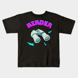 Birder Bird Watching Binoculars Birds Kids T-Shirt